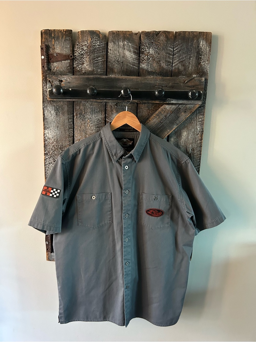 Men's Harley Davidson Short-Sleeve Button Down Shirt - Gray